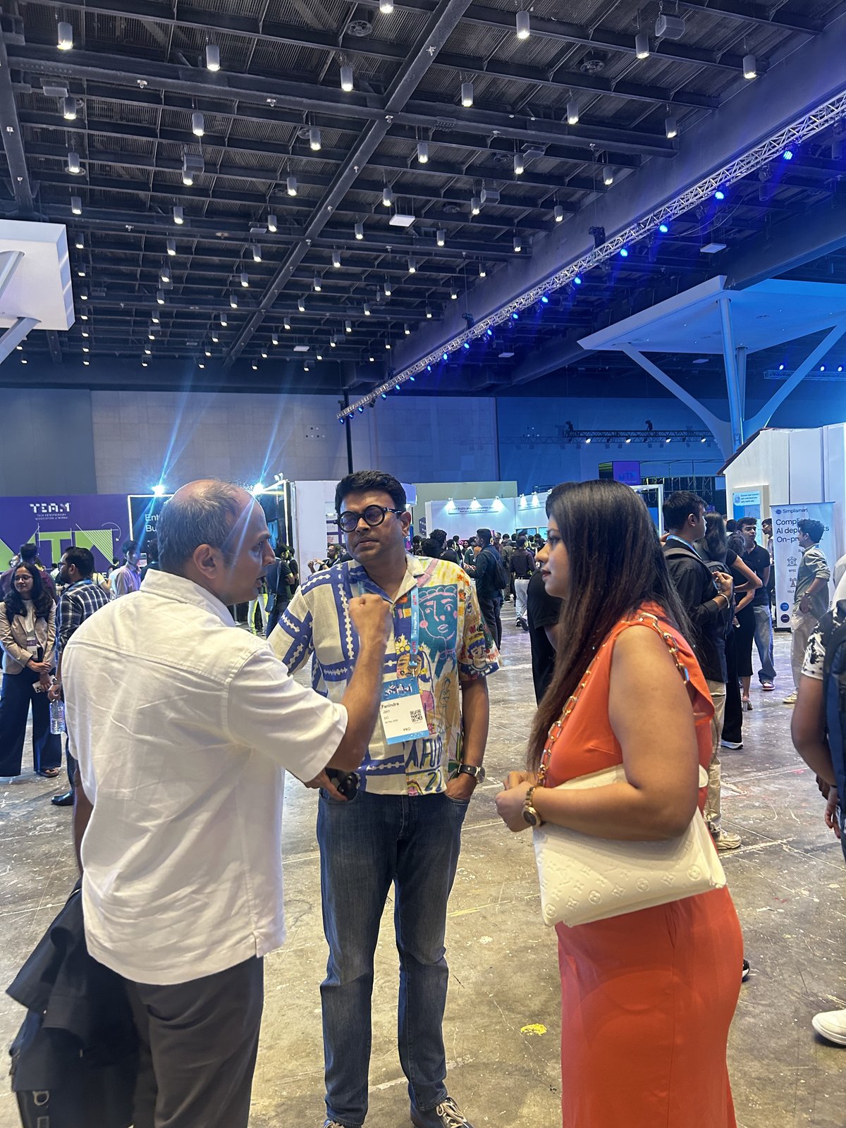 SecComply networking with founders on the Mumbai Tech Week 2026 exhibition floor